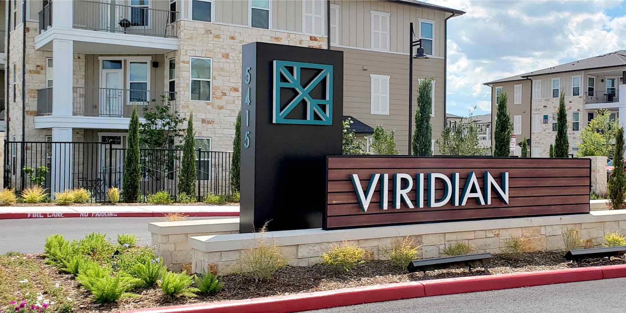 Viridian landscaped sign